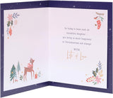 UK Greetings Christmas card for daughter featuring a sweet reindeer design, with festive holiday illustrations.