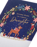 UK Greetings Christmas card for daughter featuring a cute reindeer design, perfect for festive holiday greetings.