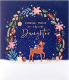 UK Greetings Christmas card for daughter featuring a cute reindeer design, ideal for sending festive holiday wishes.