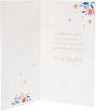 UK Greetings Christmas card for friends featuring stockings and heart design, festive greeting card with colorful holiday motifs.