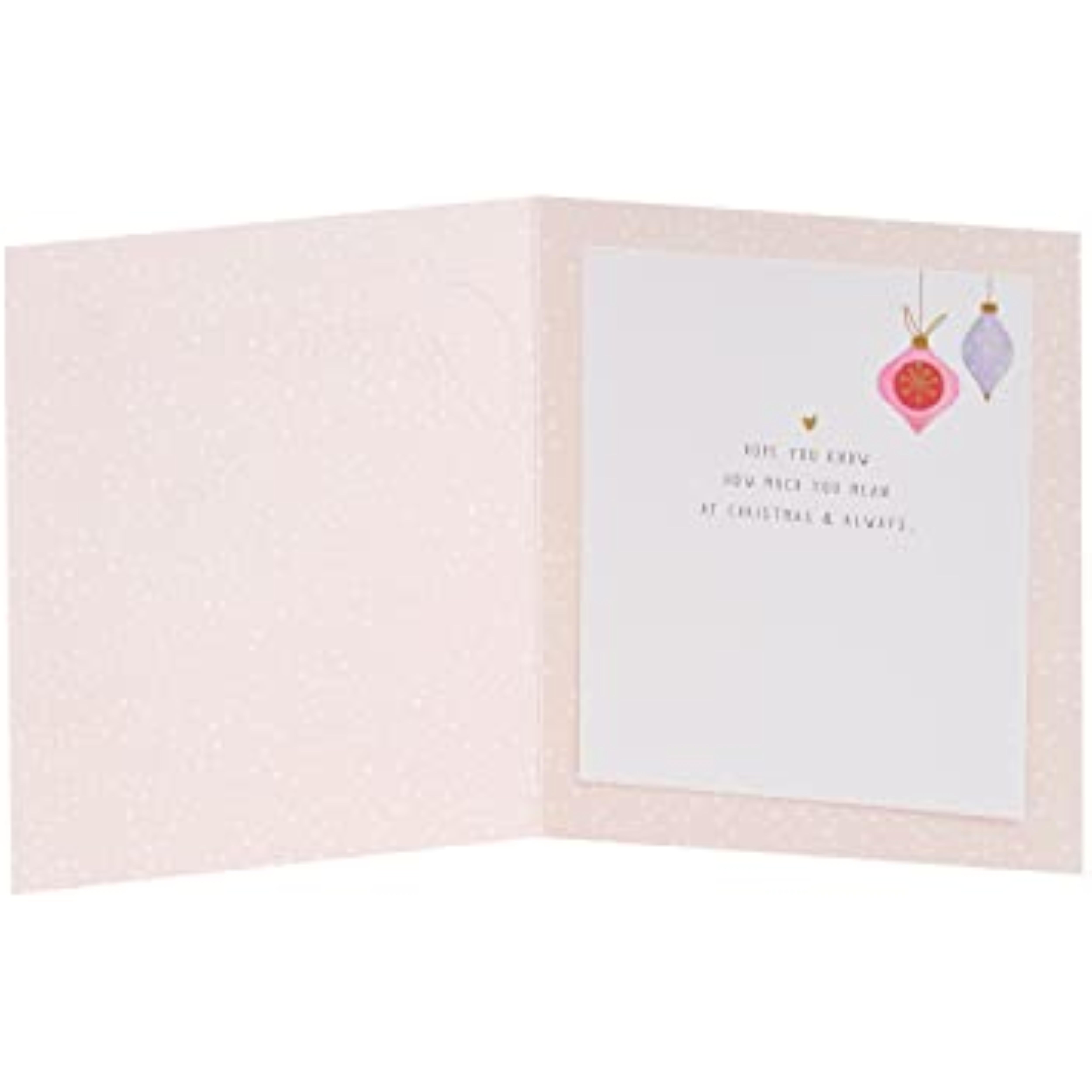 UK Greetings Christmas card for godmother featuring colorful baubles design, perfect for holiday greetings.