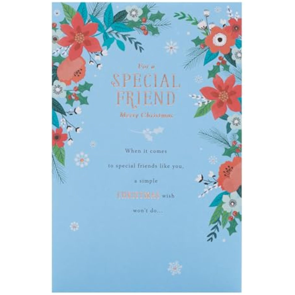 UK Greetings Christmas card for her with floral design, ideal for friends, featuring festive holiday imagery and elegant artwork.