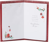 UK Greetings Christmas card for her or partner featuring a gold heart design, ideal for holiday greeting card occasions.