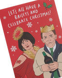 UK Greetings Christmas card featuring Nessa and Bryn design for him, her, or friends, with festive holiday imagery.