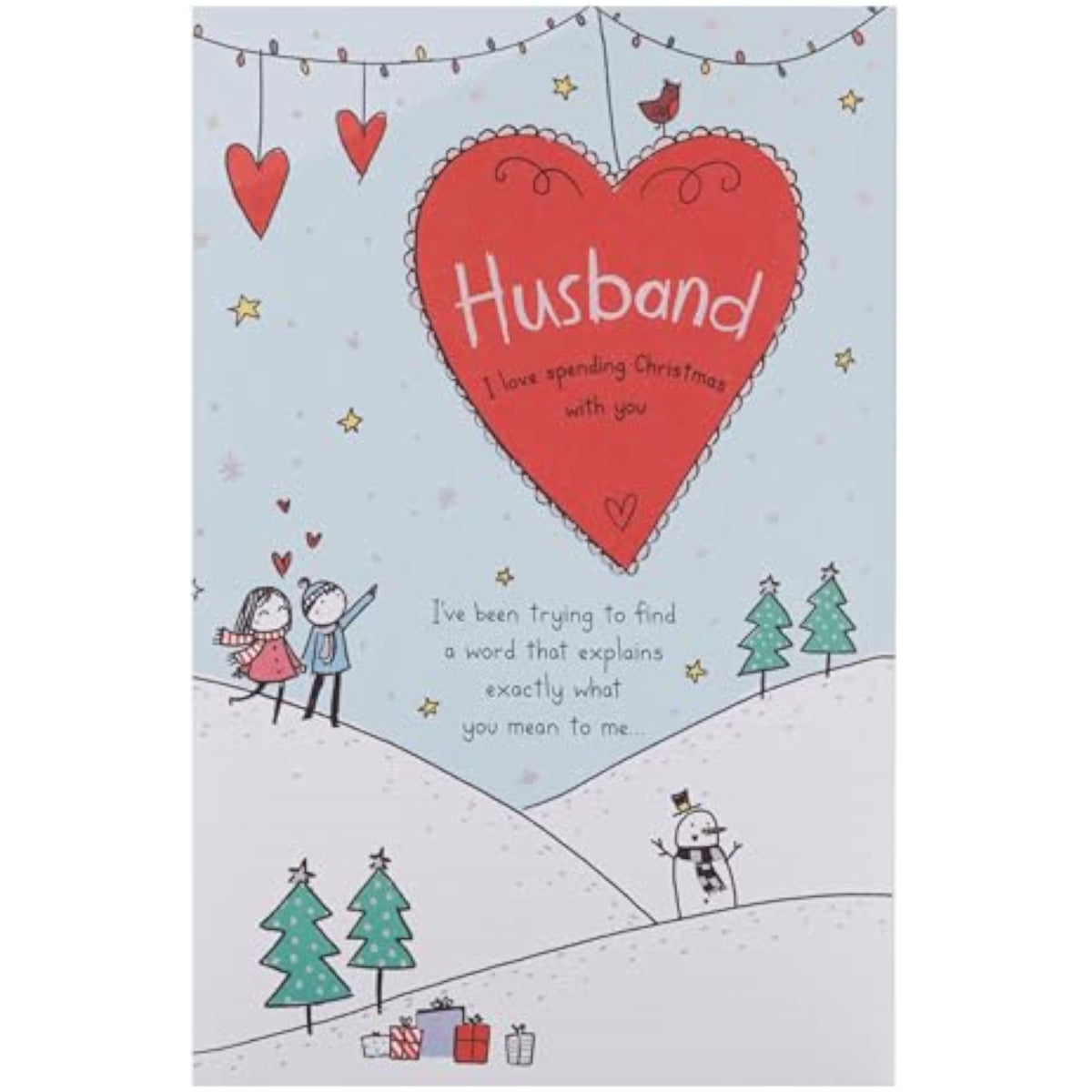 UK Greetings Christmas card for husband featuring a sweet sketch design, perfect for holiday greetings and festive wishes.