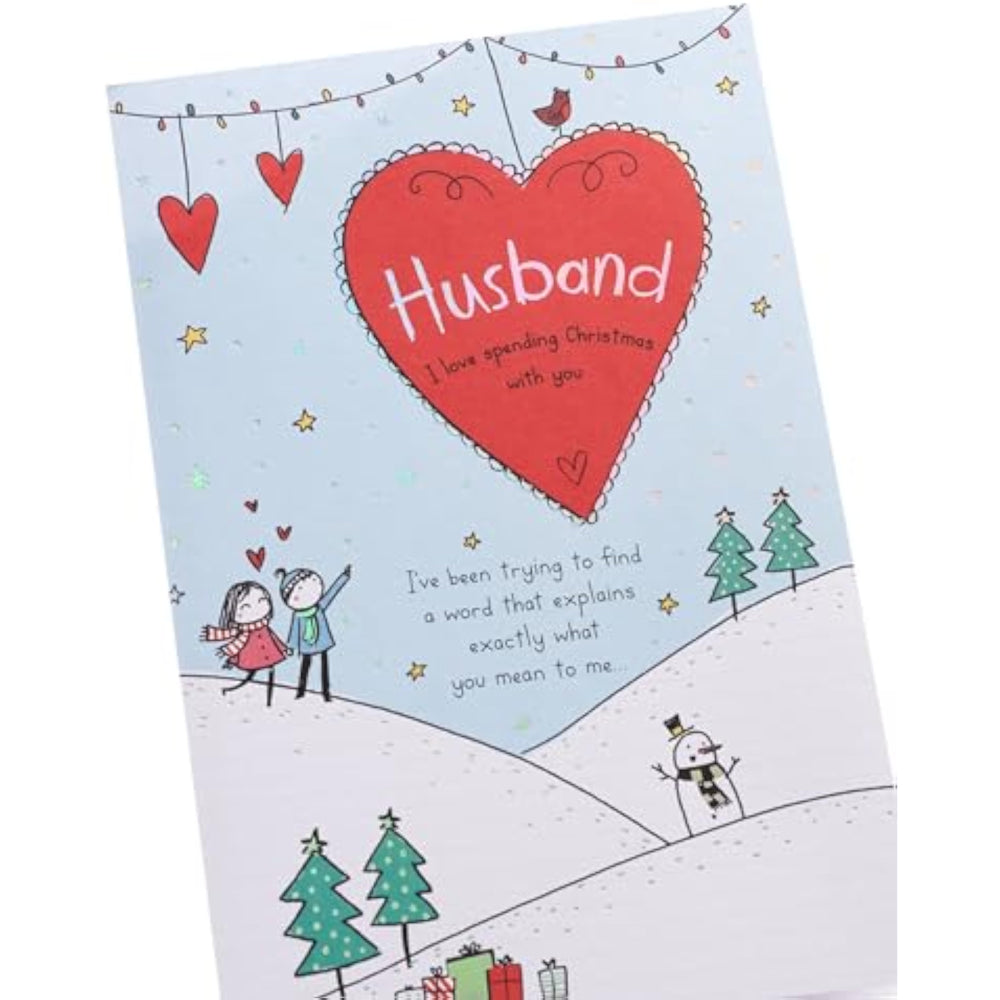 UK Greetings Christmas card for husband featuring a sweet sketch design, perfect for holiday greetings and festive wishes.