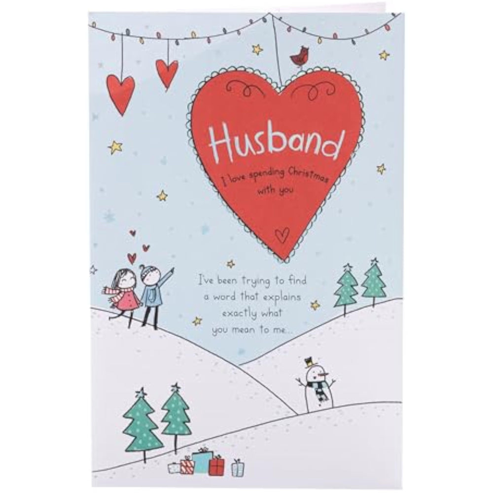 UK Greetings Christmas card for husband featuring a sweet sketch design, perfect for holiday greeting messages.
