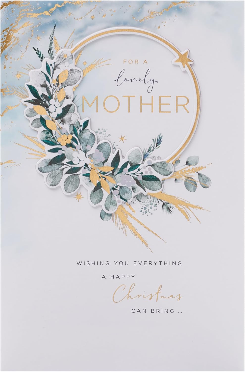 UK Greetings Christmas card for mother featuring a floral design, ideal for holiday greetings and special occasions.