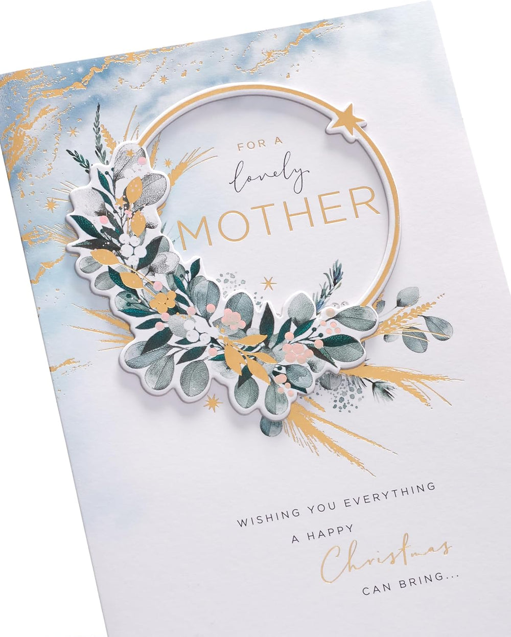 UK Greetings Christmas card for mother featuring a colorful floral design, perfect for holiday greetings and festive occasions.