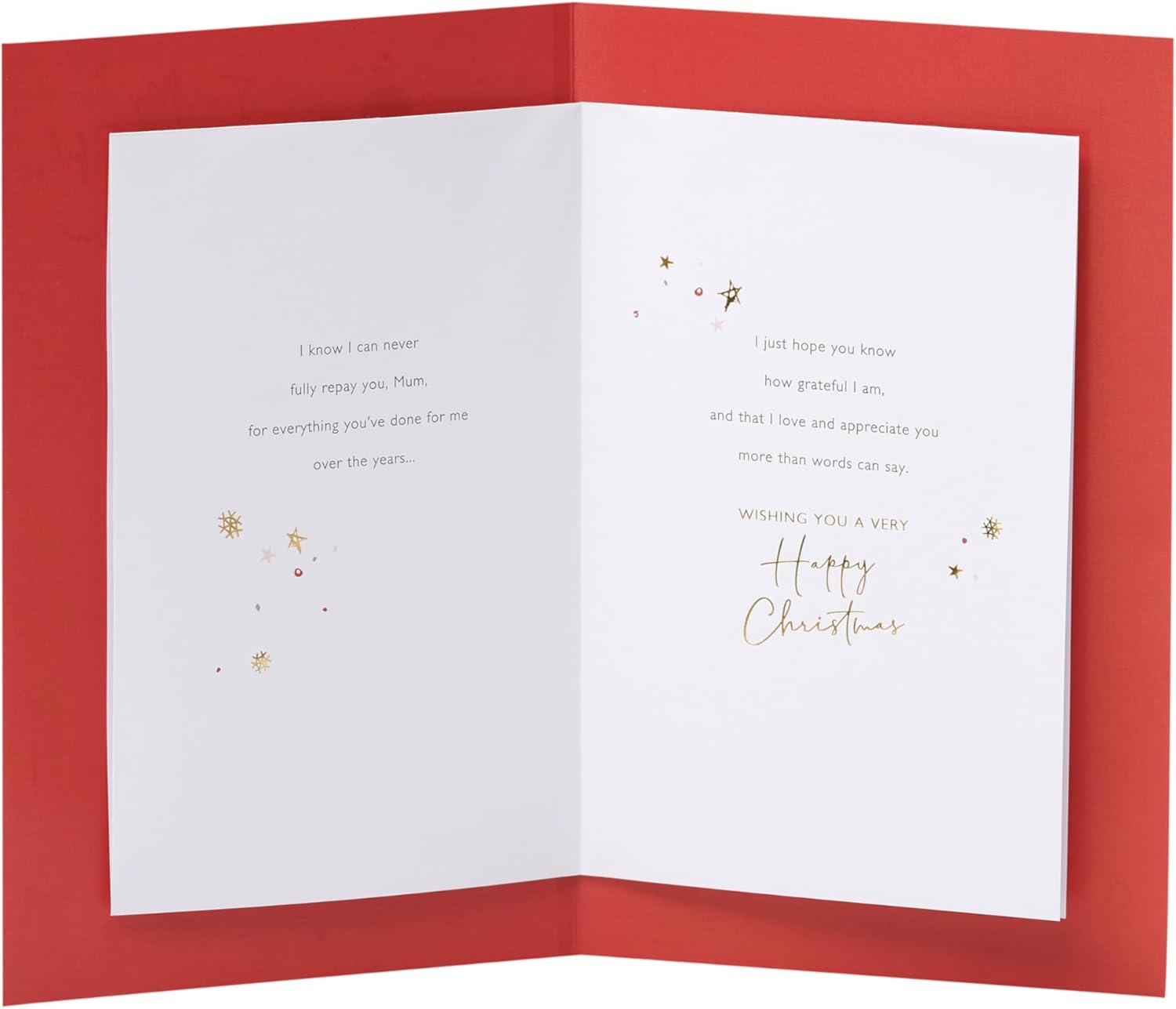 UK Greetings Christmas card for mum with heartfelt design, featuring festive imagery and warm holiday message.