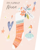 UK Greetings Christmas card for Nana featuring a lovely pink design, perfect for holiday greetings and festive wishes.