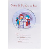 UK Greetings Christmas card for sister and brother-in-law featuring a snow couple design, perfect for holiday greetings.