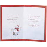 UK Greetings Christmas card for son featuring a festive snowman design, perfect for holiday greetings and seasonal wishes.