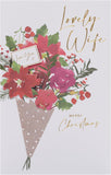 UK Greetings Christmas card for wife featuring a festive bouquet design, perfect for holiday greeting cards.