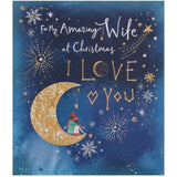 UK Greetings Christmas card for wife featuring a moon design, showcasing festive holiday greeting with elegant illustration.