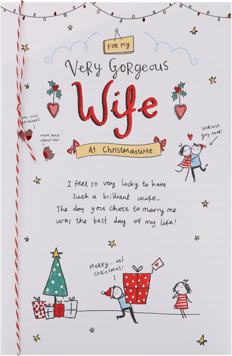 UK Greetings Christmas card for wife featuring a charming sketch design, perfect for holiday greetings and heartfelt wishes.