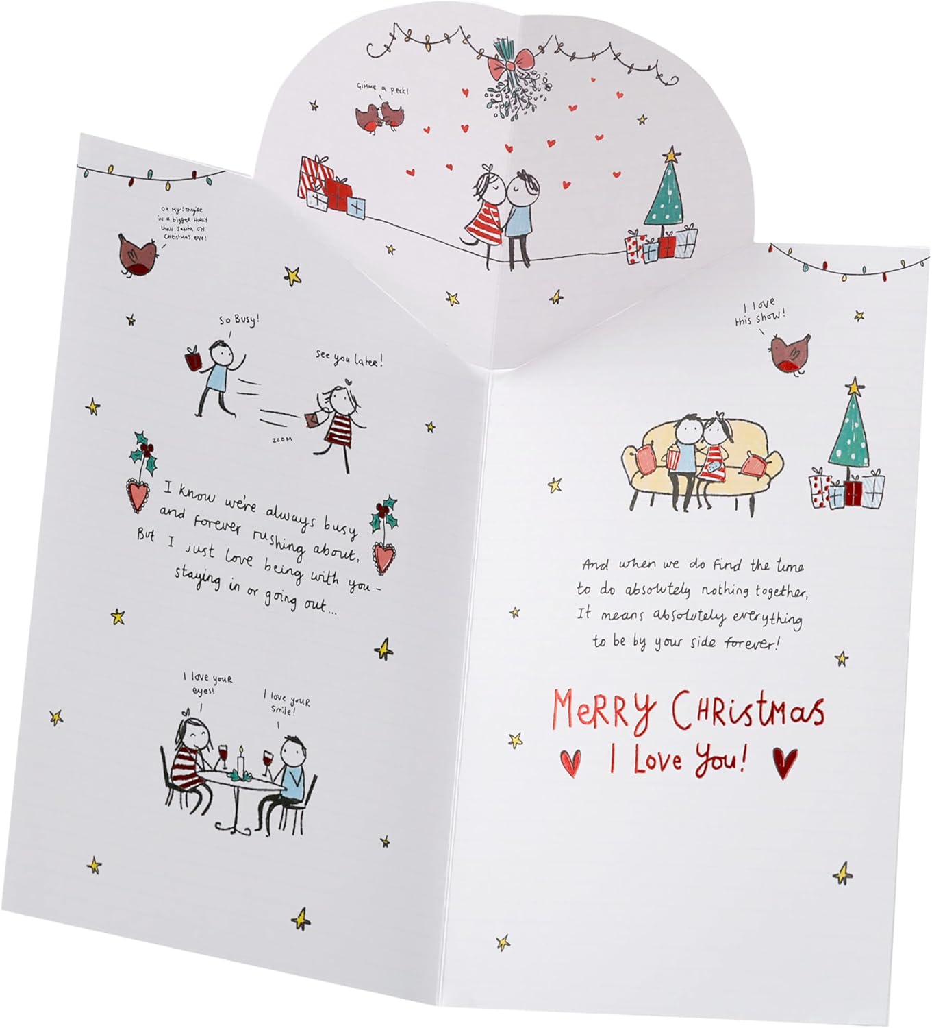 UK Greetings Christmas card for wife featuring a sketch design, showcasing festive artwork on the front of the greeting card.