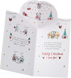 UK Greetings Christmas card for wife featuring a sketch design, showcasing festive artwork on the front of the greeting card.
