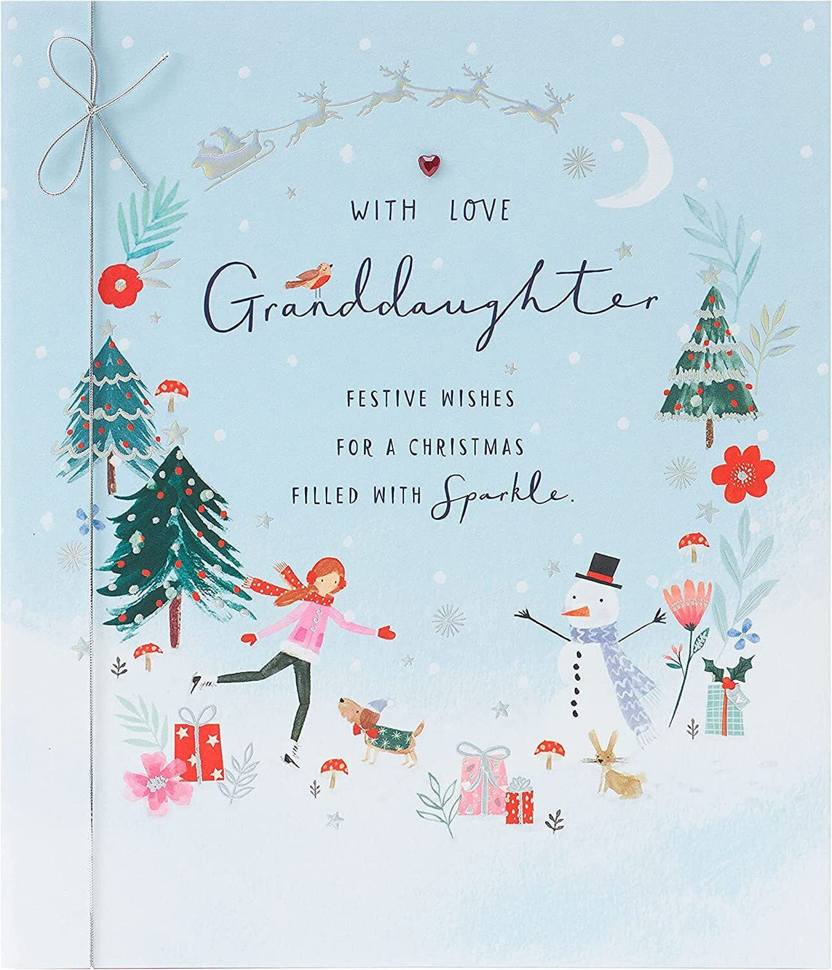 UK Greetings Christmas Icons Granddaughter Christmas Card featuring festive holiday illustrations and heartfelt greeting message.