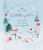 UK Greetings Christmas Icons Granddaughter Christmas Card featuring festive holiday illustrations and heartfelt greeting message.