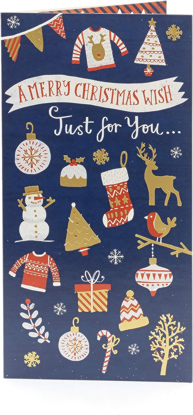 UK Greetings Christmas Icons Money Holder Christmas Tweets greeting card with festive holiday illustrations and cheerful design.