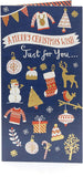 UK Greetings Christmas Icons Money Holder Christmas Tweets greeting card with festive holiday illustrations and cheerful design.
