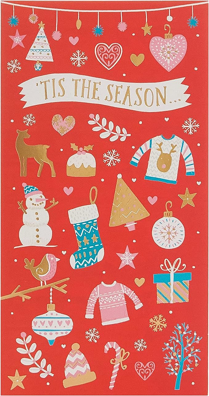 UK Greetings Christmas money wallet card featuring festive holiday design and space for cash or gift card inside.