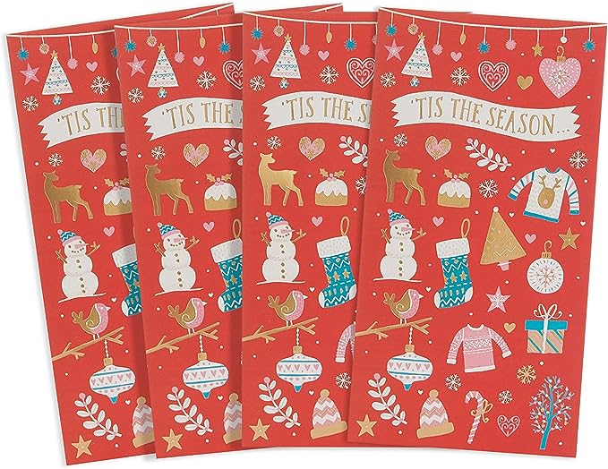 UK Greetings Christmas money wallet card featuring festive holiday design and space for cash or gift cards.