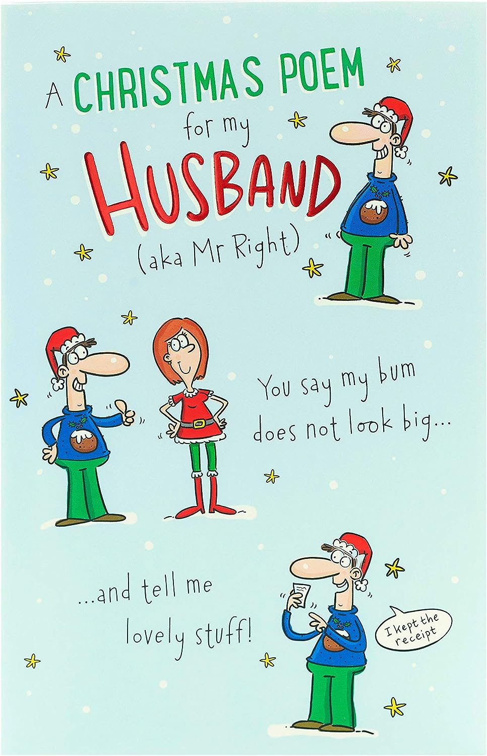 UK Greetings Christmas card featuring a humorous poem for husband, perfect for celebrating the holiday season.