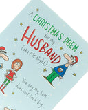 UK Greetings Christmas card featuring a humorous poem for husband, celebrating the holiday with festive design and cheerful imagery.