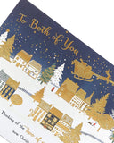 UK Greetings Christmas Town Scene greeting card, featuring festive holiday illustration, designed for sending seasonal wishes.