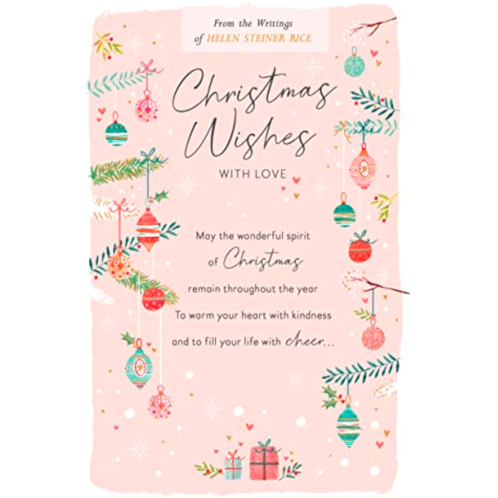 UK Greetings Christmas Wishes with Love Christmas Card featuring festive design, perfect for holiday greeting messages.