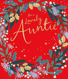 UK Greetings Christmas wreath Auntie card featuring festive holiday design, perfect for sending warm Christmas wishes.
