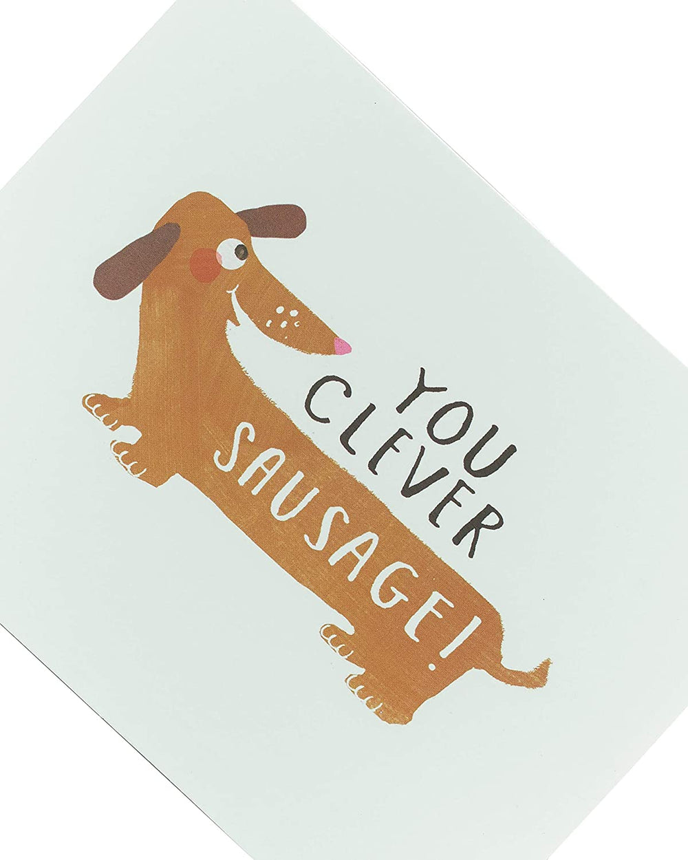 UK Greetings Clever Sausage Congratulations Humour Card featuring humorous "Well Done You!" message and playful sausage illustration.