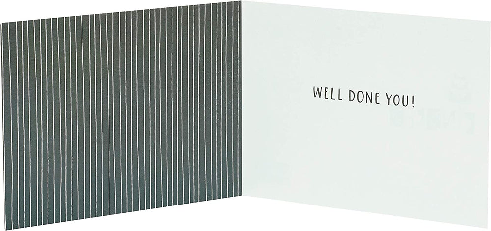 UK Greetings Clever Sausage congratulations greeting card with humorous "Well Done You!" message and playful sausage illustration.