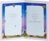 Colorful hot air balloon design husband anniversary greeting card by UK Greetings, featuring vibrant imagery and heartfelt message.