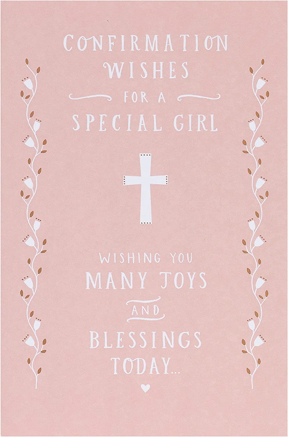 UK Greetings religious confirmation greeting card for girls featuring blessings and joyful religious imagery.