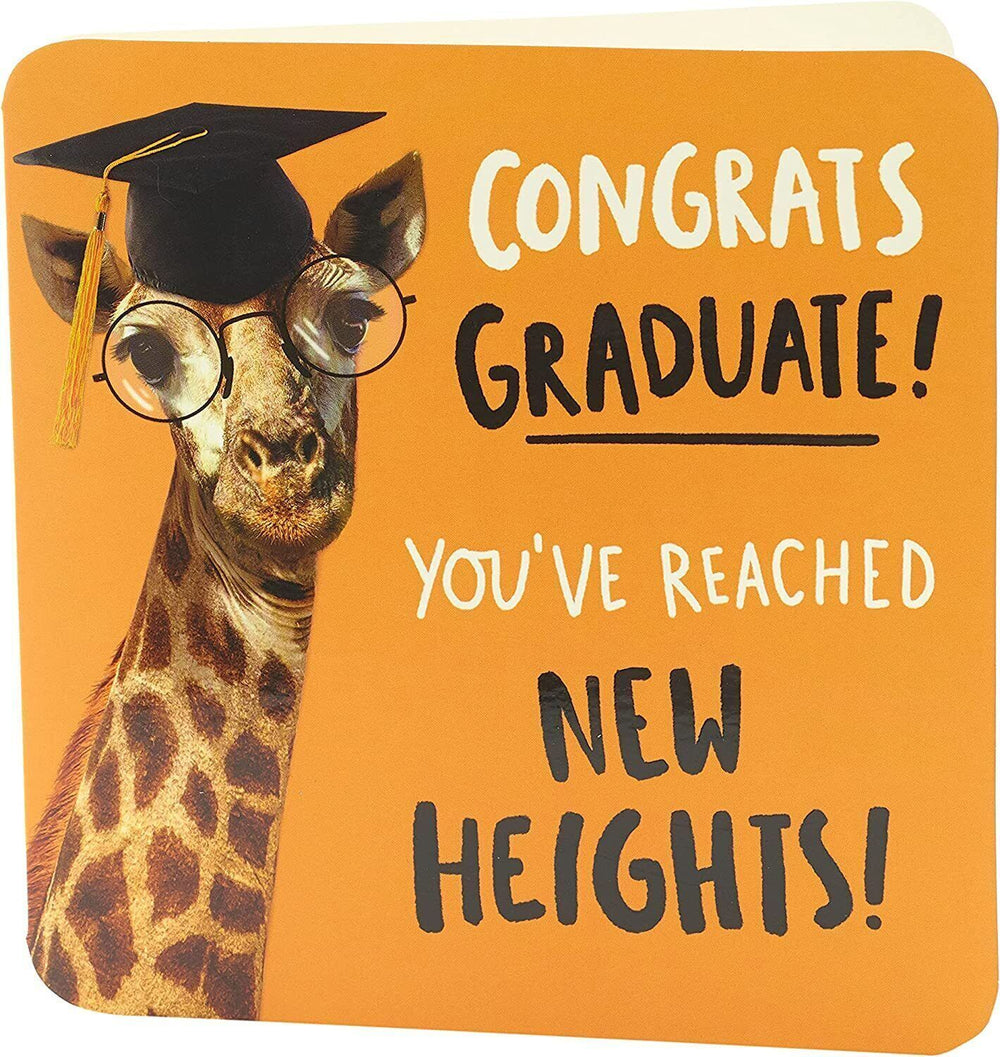 UK Greetings funny university graduation greeting card featuring celebratory design and humorous message for graduates.