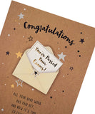 UK Greetings congratulations exam card with gold foil finish, featuring celebratory design and elegant lettering.