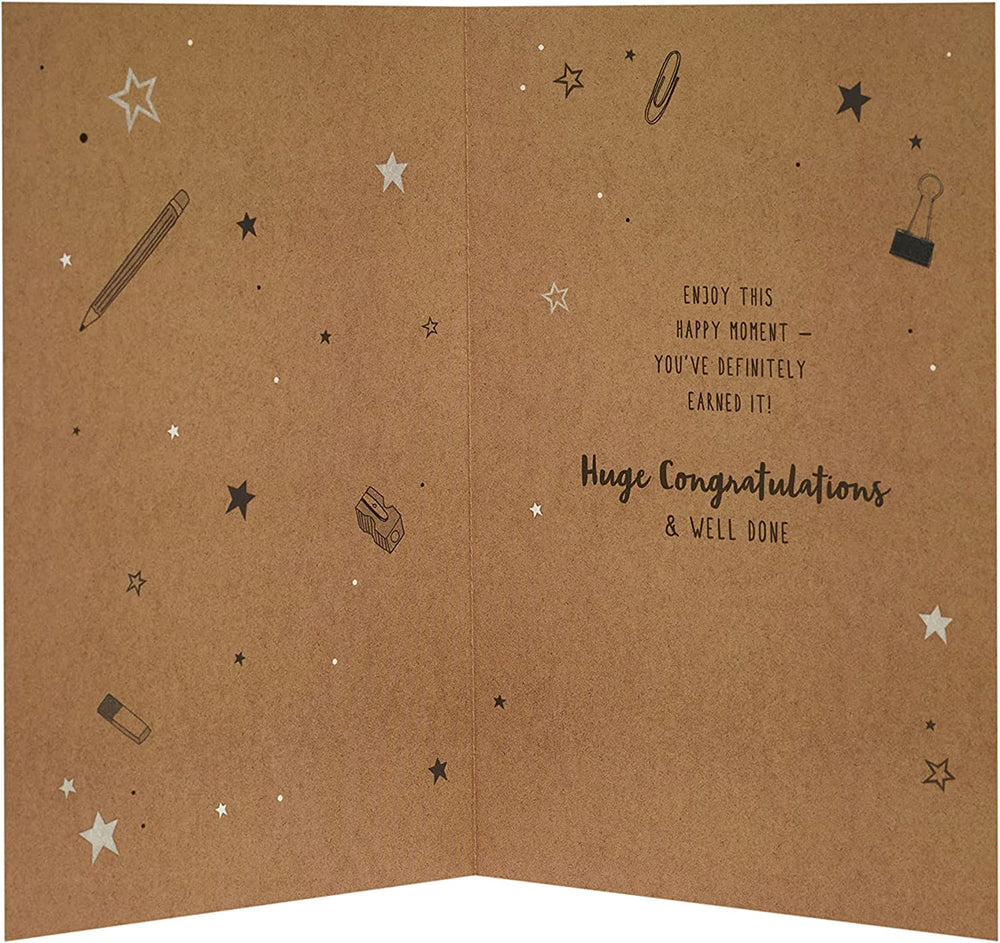 UK Greetings congratulation card for exams with gold foil finish, featuring elegant design and celebratory message.