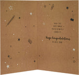 UK Greetings congratulation card for exams with gold foil finish, featuring elegant design and celebratory message.