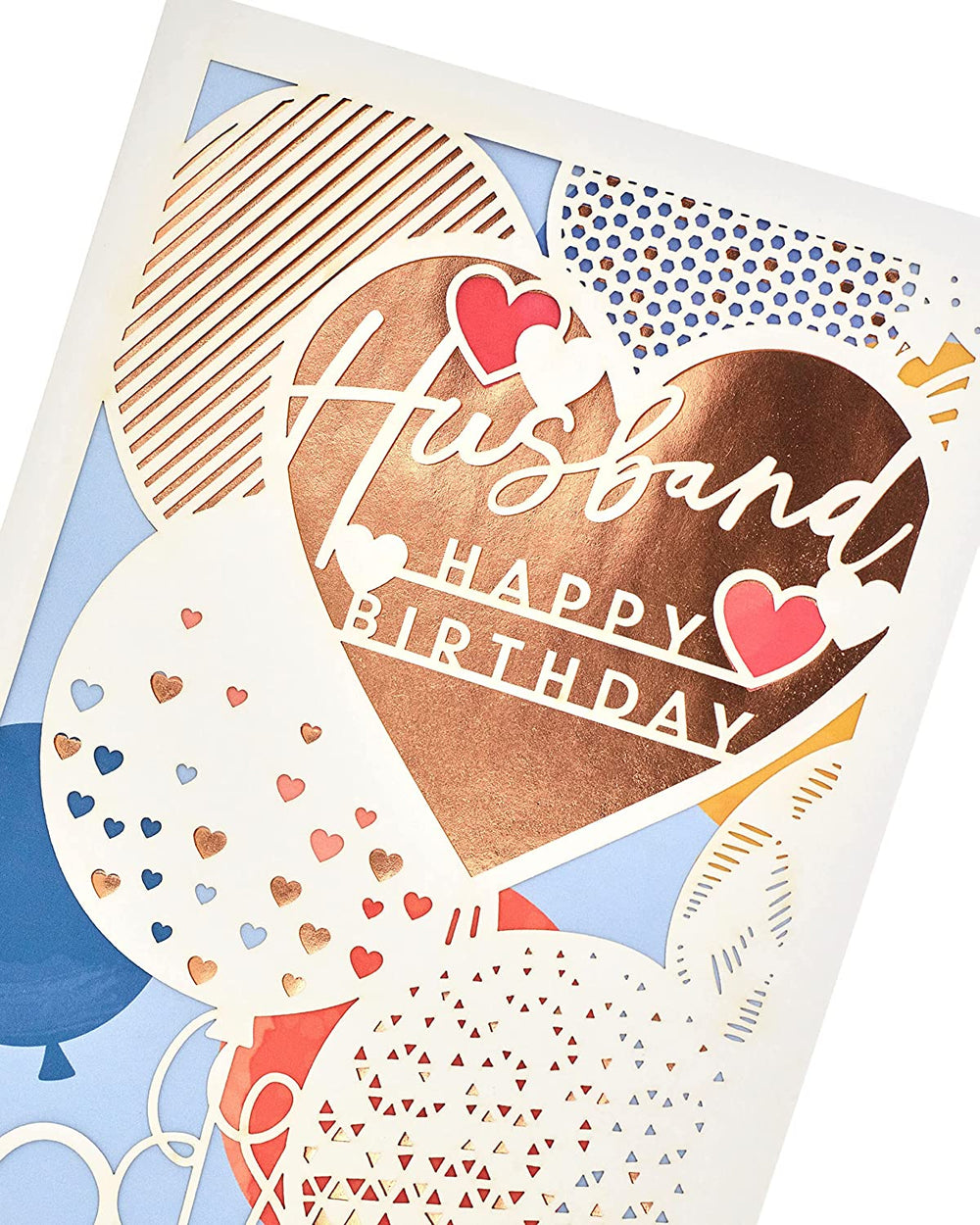 UK Greetings contemporary design husband birthday card featuring modern artwork and heartfelt message, perfect for celebrating his special day.