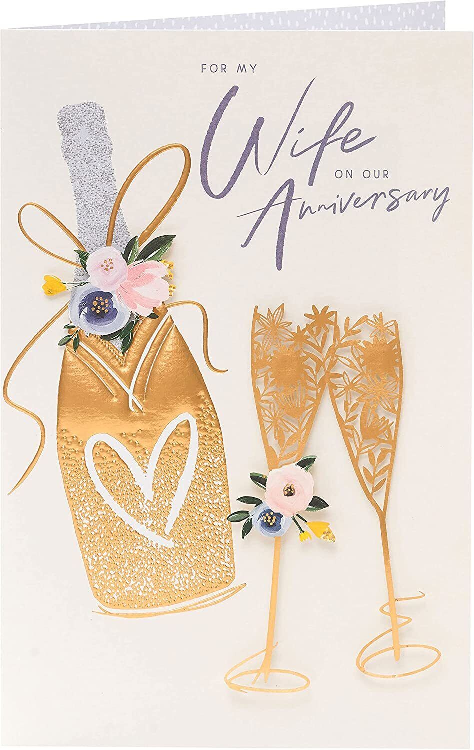 UK Greetings contemporary wedding anniversary greeting card for wife, featuring modern design and heartfelt message.