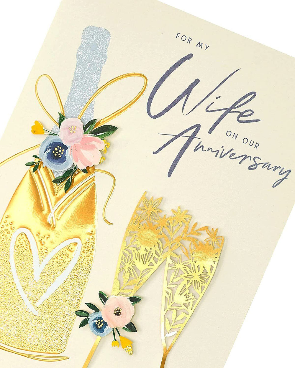 UK Greetings wedding anniversary greeting card with contemporary design for wife, featuring elegant artwork and heartfelt message.