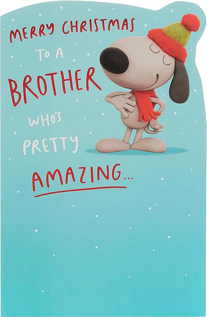 UK Greetings Christmas Brother greeting card featuring festive cracker design, perfect for celebrating the holiday with a brother.