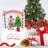 UK Greetings Crackers Extra Granddaughter funny cat Christmas greeting card with festive design and holiday message.