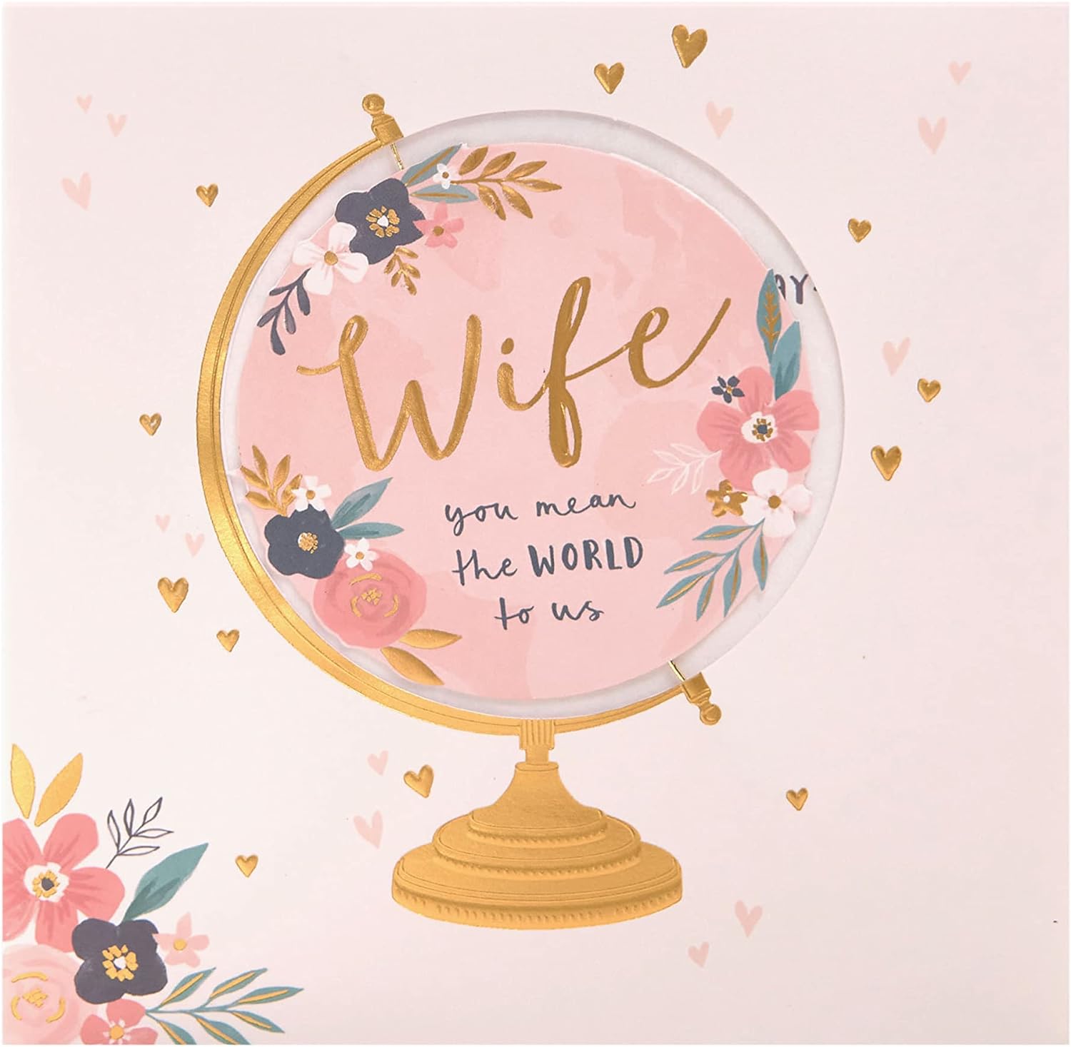 UK Greetings Mother’s Day card featuring a cut-out globe design, perfect for celebrating wives and mothers.