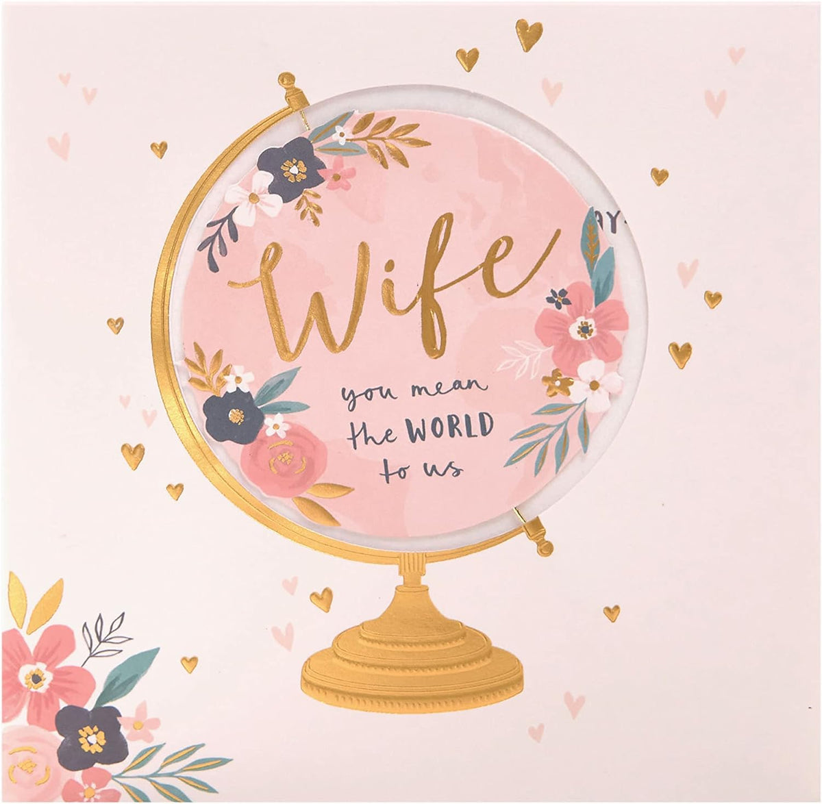 UK Greetings Mother’s Day card featuring a cut-out globe design, perfect for celebrating wives and mothers.