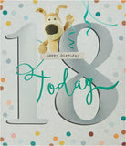 UK Greetings Cute 18th Boofle birthday card featuring a cheerful illustration of Boofle for a special birthday celebration.