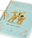 UK Greetings Cute and Cuddly Boofles anniversary greeting card featuring adorable cartoon character and vibrant design.